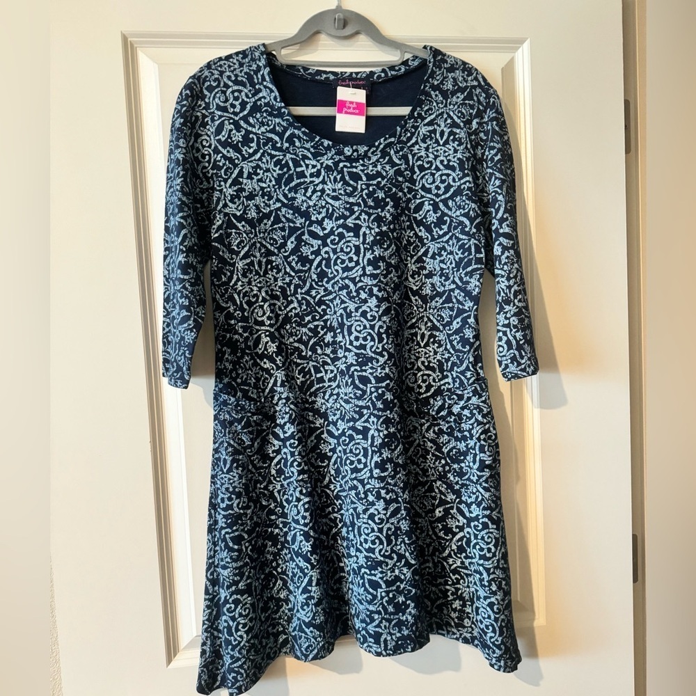 NEW Fresh Produce Garden Delight Boca Dress Navy Blue Size Small NWT